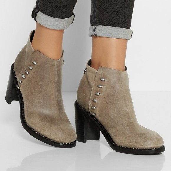 rag & bone Grey Waxed Suede Booties (40) - Picture 1 of 9
